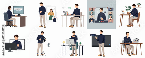 Minimalist Flat Style Business and Education Remote Work Lifestyle Illustration