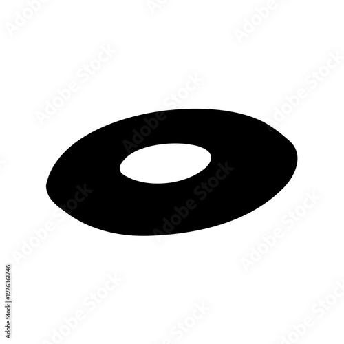 Simple graphic of a black abstract torus shape with white background