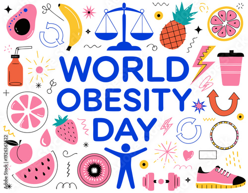 Obesity Prevention Concept Vector Illustration, World Obesity Day Awareness Campaign