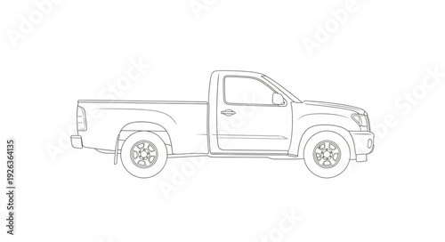 Pickup Truck Side View Illustration.