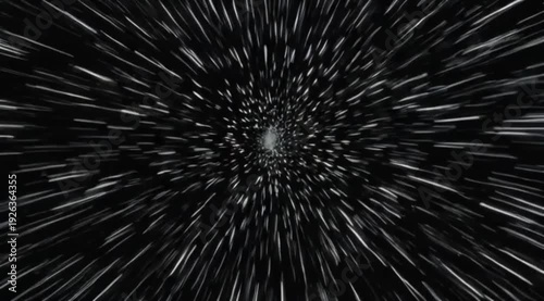 A stunning video showcasing a mesmerizing black background with white streaks radiating outward in a dynamic pattern.