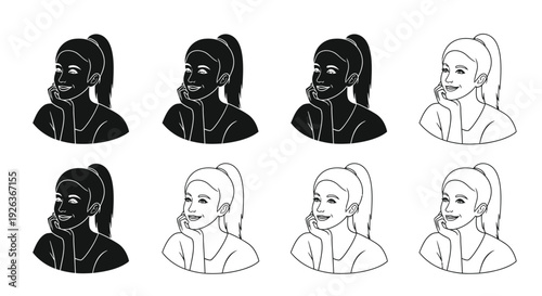 Four women with high ponytails in varying shades and styles