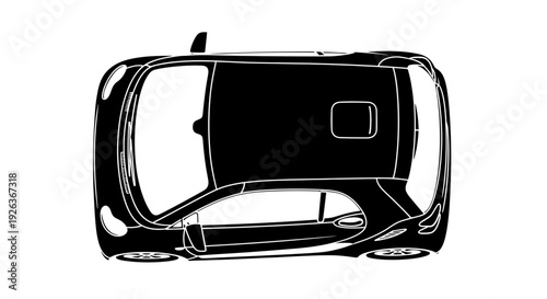 Car Interior Top View Black Outline.