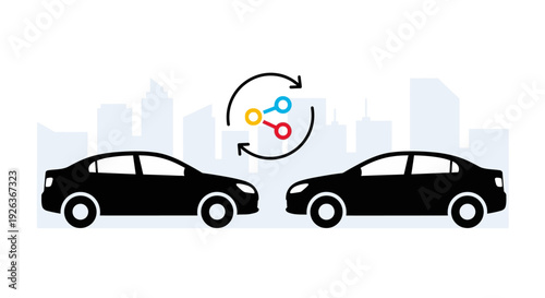 Car Sharing Service Illustration with Vehicles.