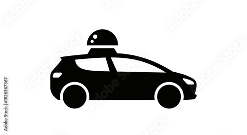 Car with Taxi Sign on Roof Silhouette.