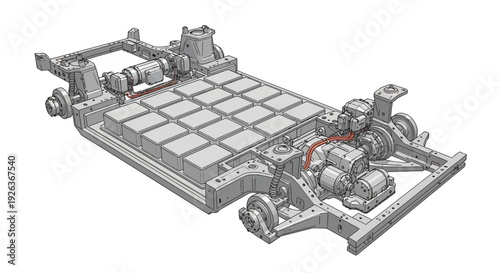 Detailed Mechanical Device with Gears and Wheels.