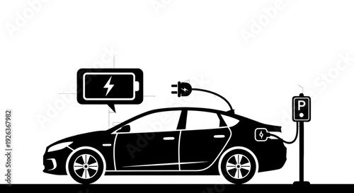 Electric Car Charging at Station.