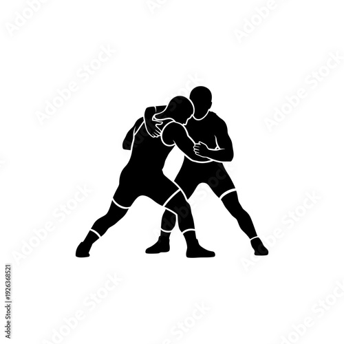 Boxers fighting in intense boxing match illustration