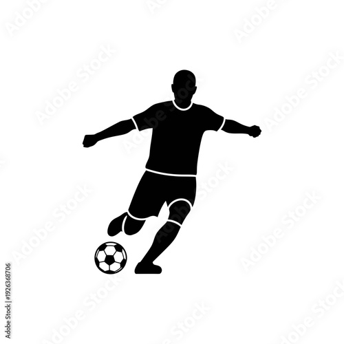 Soccer player kicking ball with dynamic movement