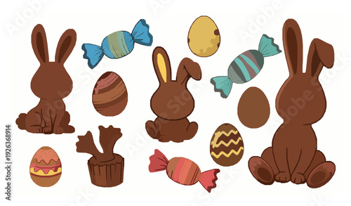 Cartoon Easter Chocolate Candy Vector Collection