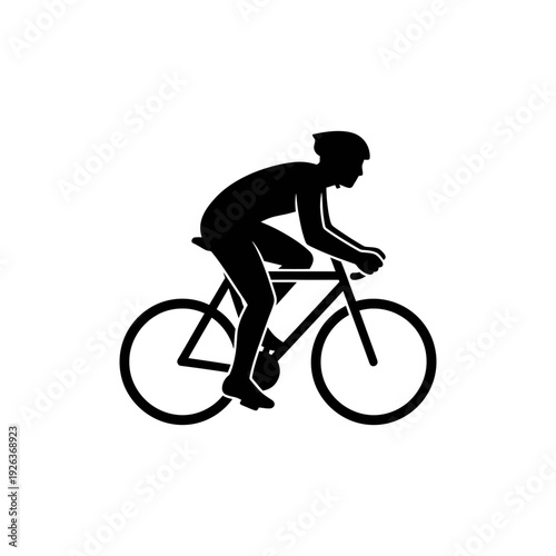 Cyclist riding bicycle with focused expression