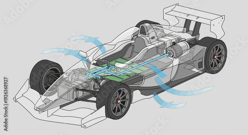 Transparent Racing Car with Aerodynamic Flow.