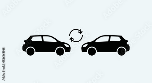 Two Cars Facing Each Other Illustration.