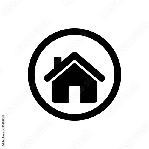 Modern home icon in circle for real estate or housing concepts