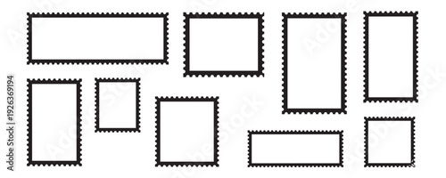 Blank Postage Stamp Frames Vector Set Empty Perforated Border Templates