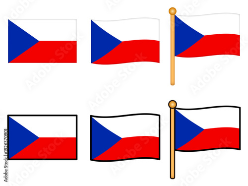 チェコの国旗イラスト素材セット