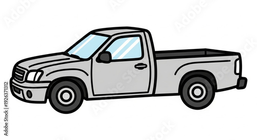 Pickup Truck Simple Line Drawing.