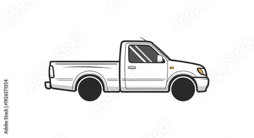 Pickup Truck Simple Line Drawing.