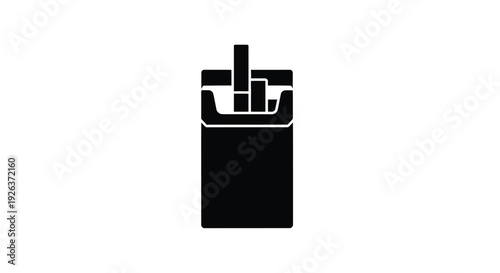 Black cigarette pack with visible cigarettes simple graphic silhouette