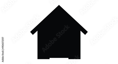 Simple black house shape against white background striking silhouette