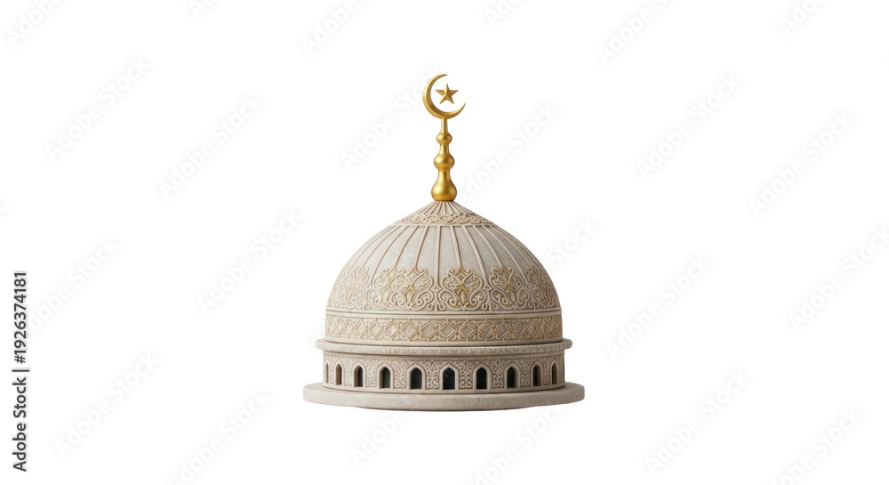 Fototapeta premium Photo-realistic Islamic Mosque Dome with Crescent Star Symbol - Religious Architecture