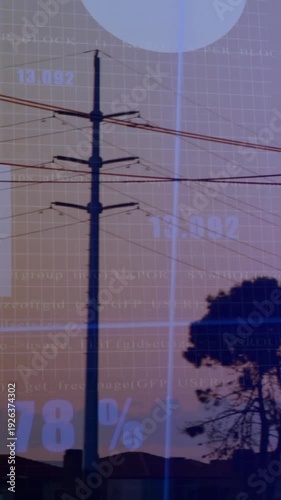 Vertical video: On play cam panning chart shifting as tower growing showing power trends