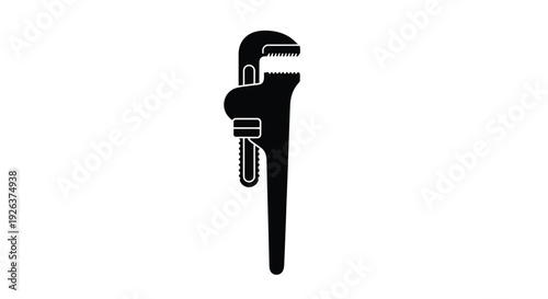 A black silhouette of a pipe wrench a common plumbing tool silhouette