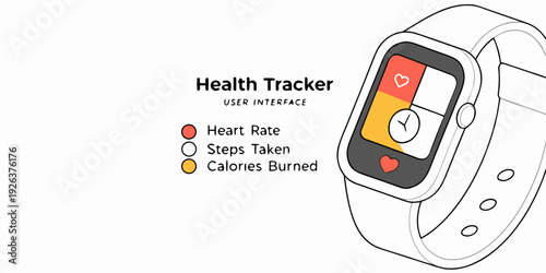 A smartwatch displaying health metrics such as heart rate, steps taken, and calories burned.