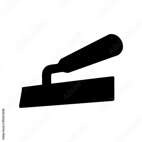 Black silhouette of a trowel tool used for spreading cement or plaster