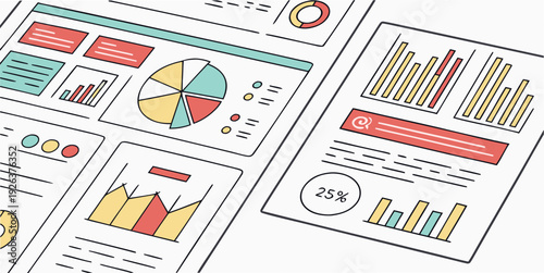 Diverse visual representations of business data analytics and performance metrics