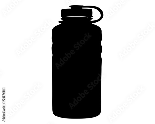Silhouette of a reusable water bottle with a handle for outdoor activities