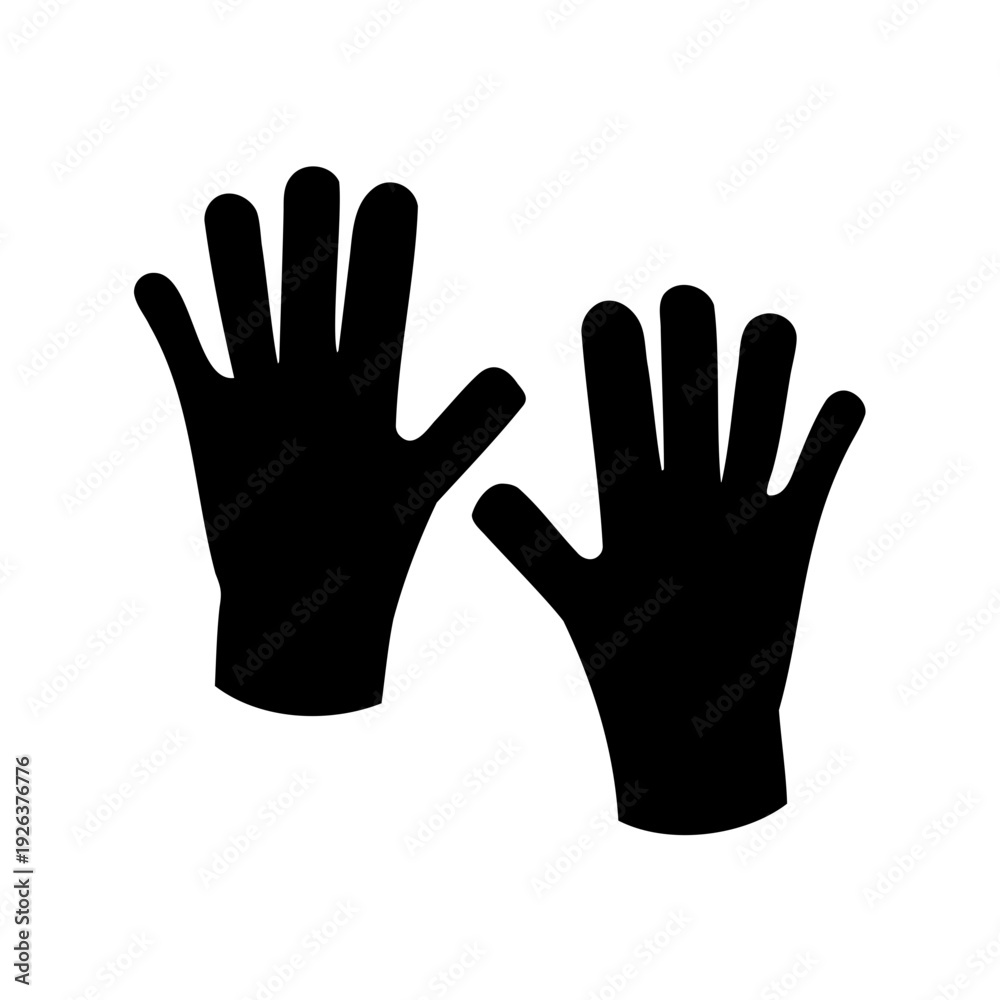 Obraz premium Black silhouette of human hands showing palms, fingers, gestures on white backdrop