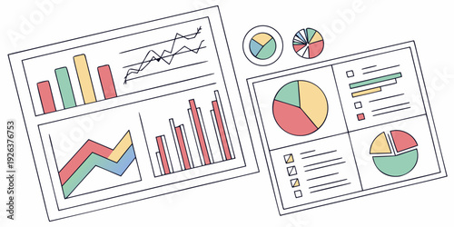 Analytical charts depicting various data trends and statistical distributions