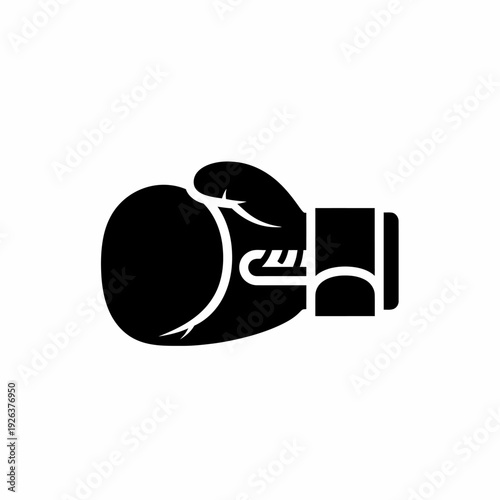 A bold black and white image of a single boxing glove, ideal for projects about sports and fitness