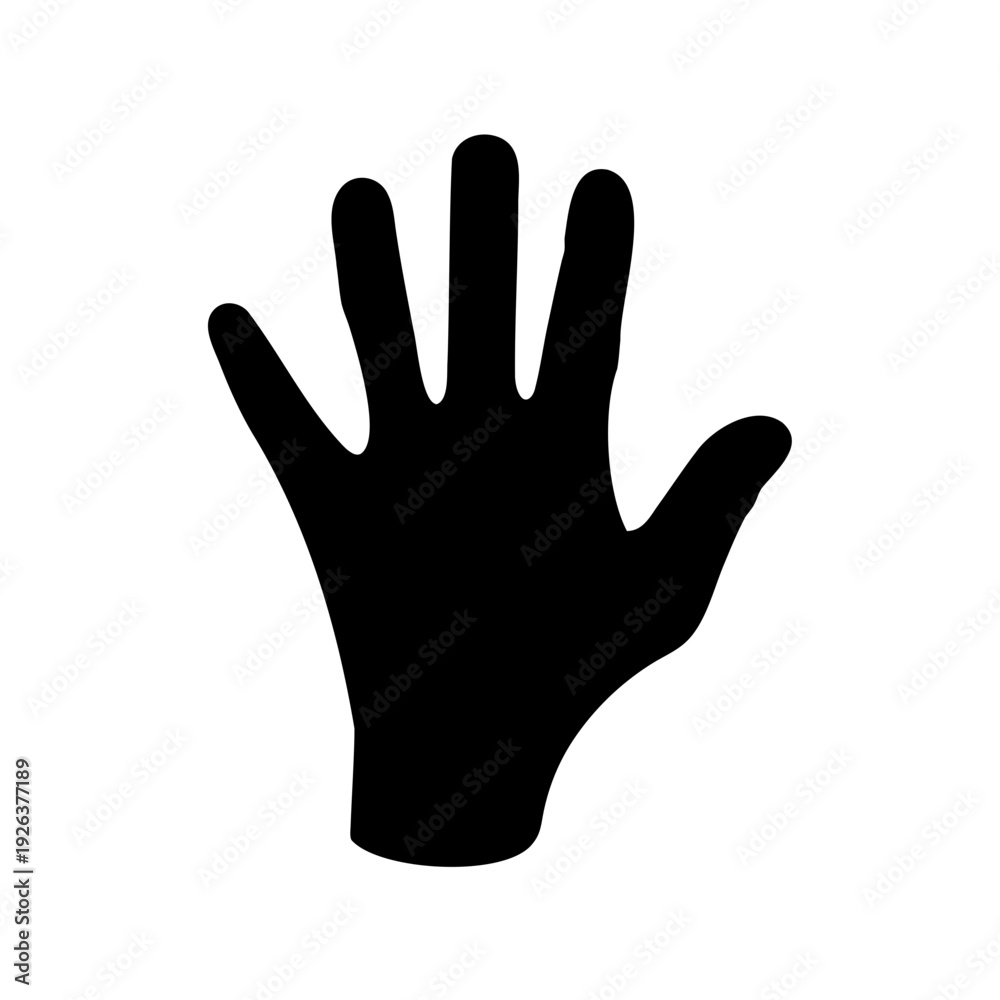 Fototapeta premium Simple silhouette depiction of a left hand with fingers widely spaced out