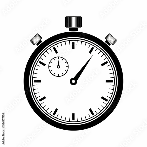 A close-up of a stopwatch. The image showcases the sleek design of the stopwatch, highlighting its clear dial and button details.