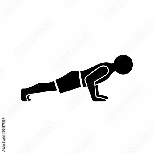 A person doing push-ups, exercise and fitness, silhouette