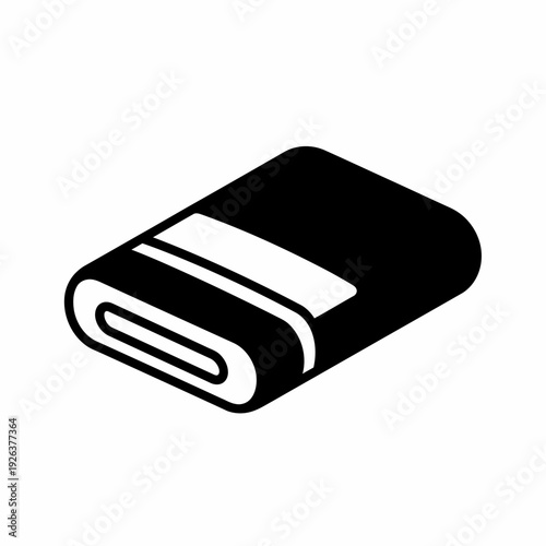 Folded, rolled monochrome towel, clean, and neatly arranged