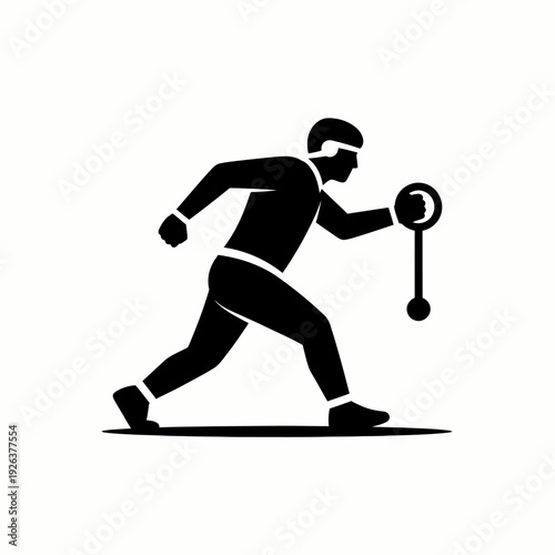 An athlete silhouette demonstrating the sport of hammer throw, ready to compete