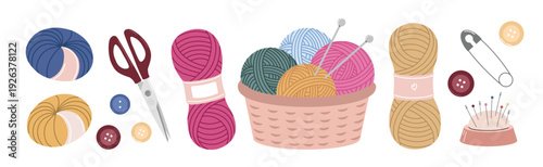 Knitting and Sewing Supplies Set with Yarn and Tools