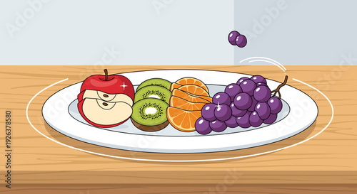Assorted Fresh Fruits on White Plate.