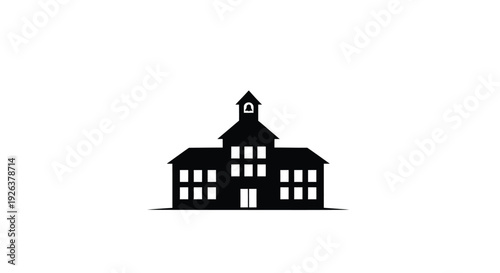 Detailed black silhouette of a classic school building silhouette