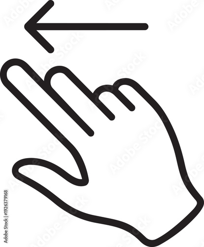 Swipe left hand gesture line icon manual touch interface symbol