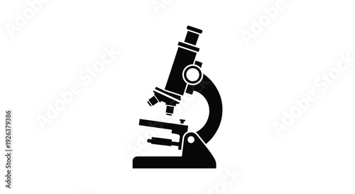 Black microscope illustration against a white background a striking silhouette