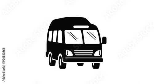 Black silhouette of a vintage passenger bus on a white background silhouette