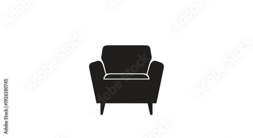 Minimalist black armchair design against a white background silhouette