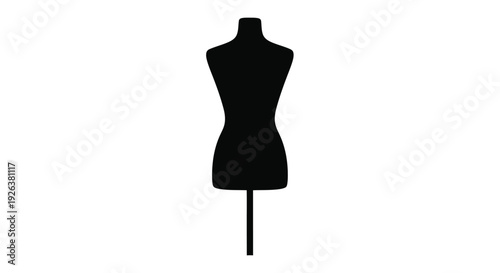 Black dress form against white background simple silhouette