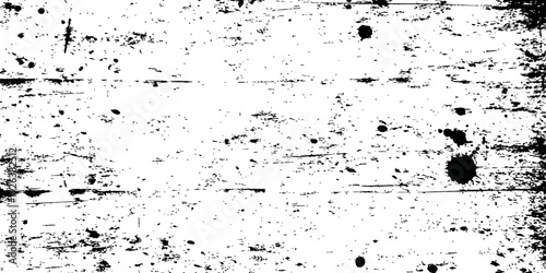 Vector Black Grunge Texture Overlay Distressed Wood Grain Background with Splatter Scratch Effect