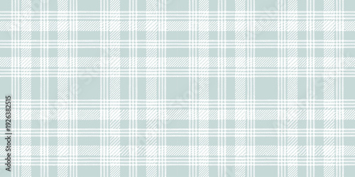 A close-up view of a checkered fabric with subtle light green and white stripes. Vector