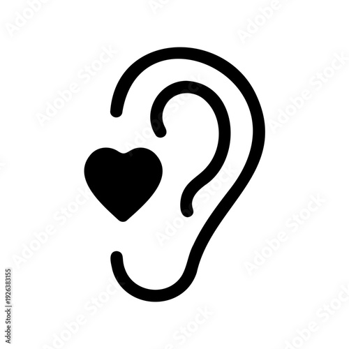 Illustration of an ear with a heart shape replacing the earring
